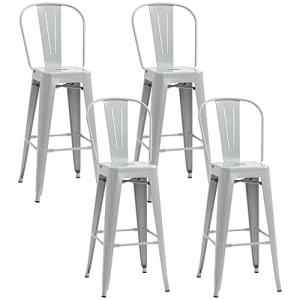 HOMCOM Juego de 4 Taburetes de Bar con Respaldo Alto Silla…