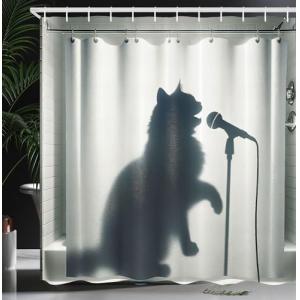 ABAKUHAUS Gato Cortina de Baño, Sombra de un Gatito Cantant…