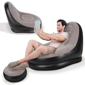 JUPPLIES Sofa Hinchable Aterciopelado con Reposapies Plegab…