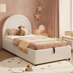 LAKFEW Cama Infantil Tapizada 90x200 cm con Almacenaje Hidr…
