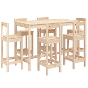 vidaXL Set de Mesa y taburetes Altos jardín 7 pzas Madera M…
