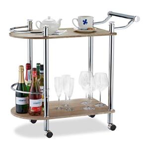 Relaxdays Camarera con 2 Repisas, 4 Ruedas y Manillar, Acer…