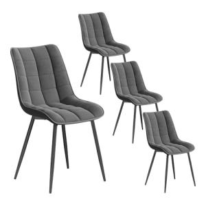 WOLTU Pack de 4 Sillas de Comedor Asiento de Terciopelo Sil…