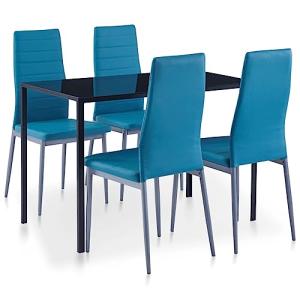 Genérico Conjunto de Mesa y sillas de Comedor 5 Piezas Azul…