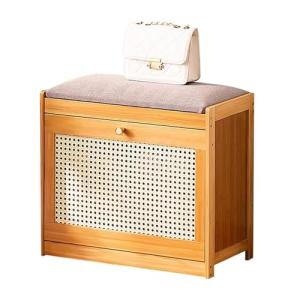 Banco de almacenamiento de madera rústica de 50 cm con asie…