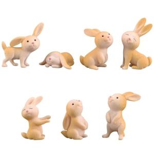 KEELYY 7 figuras de conejo, decoración de Pascua, resina, c…