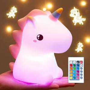 Unicornio Luz Nocturna Infantil, 16 Color Control Remoto La…