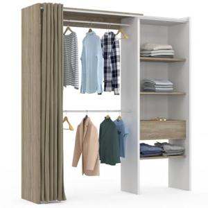 IDMarket - Vestidor extensible blanco y madera marty 120/17…