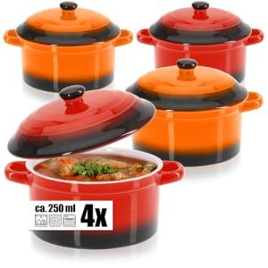 COM-FOUR® 4X Cazuela con Tapa de Cerámica - Cuenco de Postr…