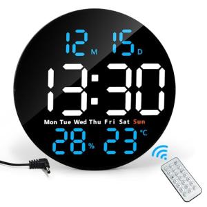 Lafocuse Reloj de Pared Digital con Grande Pantalla LED 25C…