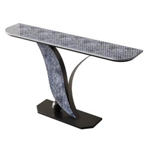 Mesa consola minimalista con parte superior de losa de roca…