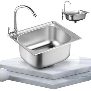 QARIDO Fregadero de cocina pequeño, fregadero de acero inox…