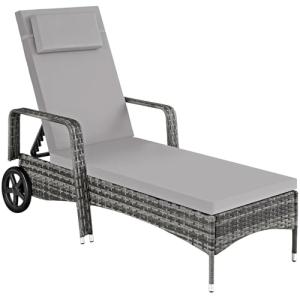 TecTake®, Tumbona Chaise Longue, Ajustable de Poliratán con…
