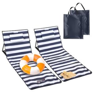 Ollewiellan 2 tumbonas de playa plegables ligeras, con resp…