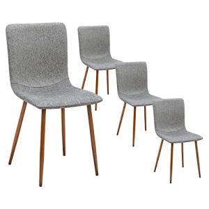 Homy Casa Juego de 4 sillas de comedor tapizadas de lino, p…