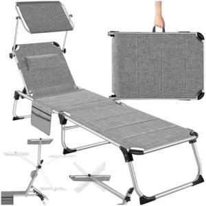 tectake® Tumbona Jardín Exterior de Aluminio, Tumbona Plega…