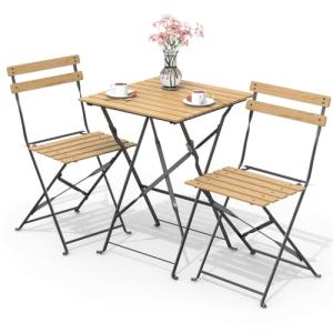 VOUNOT® Conjunto de Muebles de Jardín Plegable 3 Piezas, Se…
