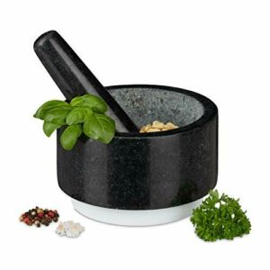 Relaxdays Mortero Granito con Mano, Resistente, Duradero, E…