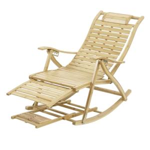 FATIVO Silla Mecedora de Jardín, Silla Tumbona Bambú Sillón…