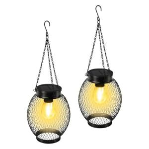 MXTIMWAN 2 Piezas Metal Farolillos Solares Exterior, Lámpar…