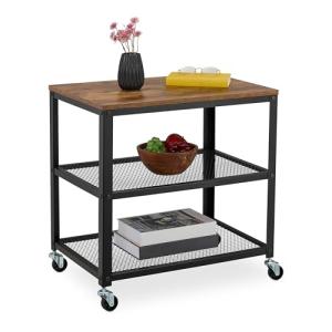 Relaxdays Carrito Auxiliar con Ruedas, 3 Niveles, Diseño In…