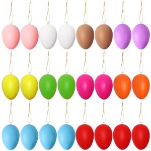 24 piezas de huevos de Pascua de colores, colgantes de huev…