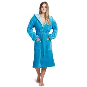 Twinzen Albornoz Mujer Azul - Algodón y Terciopelo OEKO TEX…