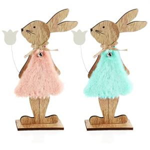 com-four® 2X Figura Decorativa con Soporte - Conejos de Pas…