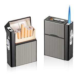 Pitillera con encendedor de aluminio caja de cigarrillos: r…