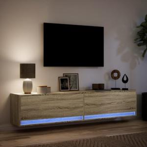 IKAYAA Mueble TV Suspendido con iluminación LED 180x31x38 c…