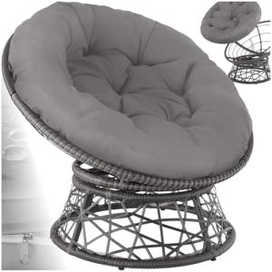 TecTake® Sillón de Ratán y Acero en Forma de Cuenco, Girato…