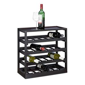 Relaxdays Botellero Vino para 20 Botellas, Madera, Negro, 5…