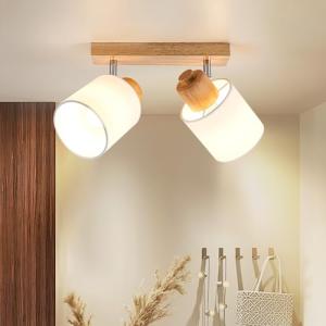 Doughelec Lámpara de Techo 2 Focos Orientable, Madera Plafo…