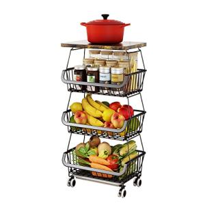 Cesta de frutas de 4 niveles para cocina, carrito de almace…