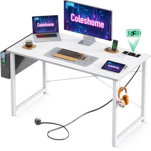 Coleshome Escritorio Pequeño, 100x48cm Mesa Ordenador Blanc…