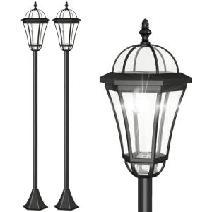 Outsunny 2 Farolas Solares de Jardín con 2 Luces LED Blanca…