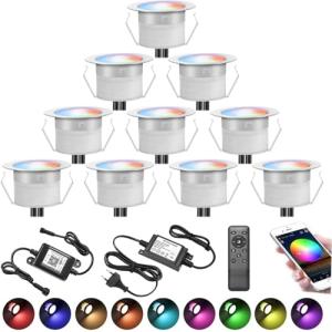 Juego de 10 lámparas LED empotrables para el suelo con WiFi…