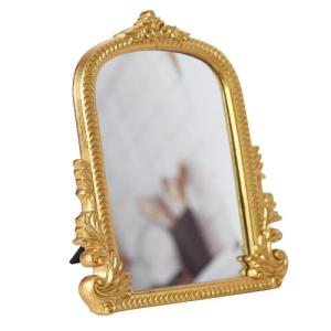 LuHeToz Espejo arqueado dorado vintage para tocador con mar…