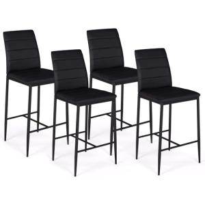 IDMarket – Juego de 4 taburetes romane de PVC negro diseño…