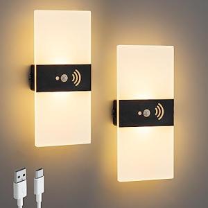 2 lámparas de pared con detector de movimiento, 4000 mAh ba…