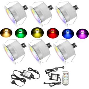Juego de 6 lámparas LED empotrables para el suelo RGBWW 06…