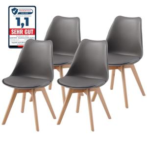 Albatros Sillas de Comedor AARHUS, Juego de 4, Gris con Pat…
