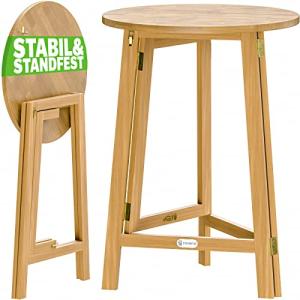 CASARIA Mesa Alta Plegable de Madera Maciza para Exterior J…