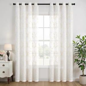 MIULEE Cortinas Transparentes Bordadas con Ojales, con Esta…