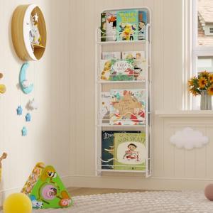 BBLIKE Estantería de pared para niños, estantería de 4 nive…