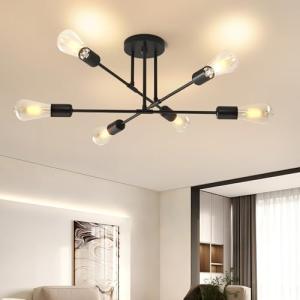 kuwork Lámpara Techo Vintage, 6 Luces E27 Lámpara Colgante…