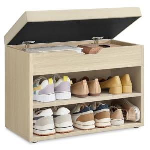 VASAGLE Banco Zapatero, Mueble Zapatero con Asiento Tapizad…