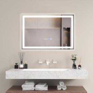 FANTASK Espejo de baño con iluminación, 60 x 40 cm, Espejo…
