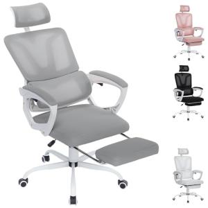 YRHome Silla de oficina ergonómica de malla con reposapiés…