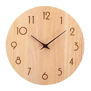 ACCSHINE Reloj de pared de madera de roble, sin tictac, sil…